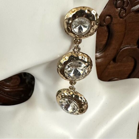 Amrita Singh gold tone and rhinestone post statement earrings - Picture 2 of 11